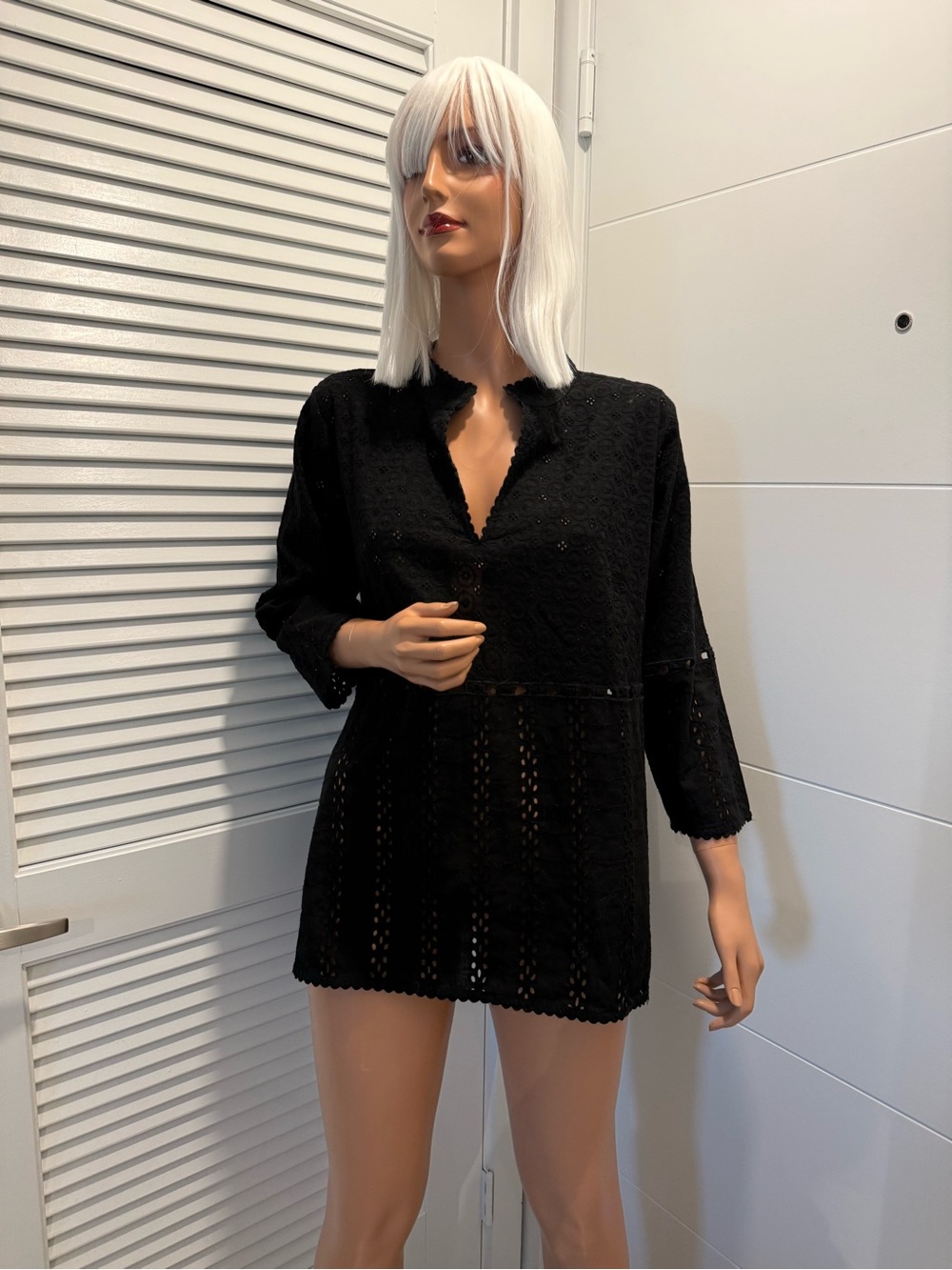 Gretchen Scott Designs Black Crochet Tunic